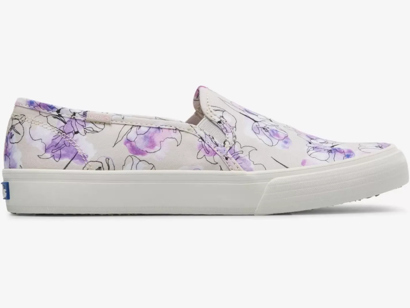 New Women's Double Decker Canvas Watercolor Floral Print Slip On Sneaker Women Slip Ons