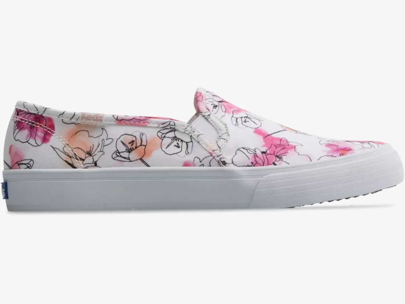 Women's Double Decker Canvas Watercolor Floral Print Slip On Sneaker Women Slip Ons
