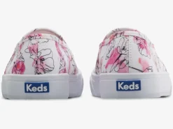Women's Double Decker Canvas Watercolor Floral Print Slip On Sneaker Women Slip Ons