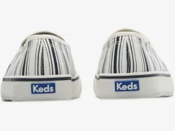 New Women's Double Decker Canvas Stripe Slip On Sneaker Women Slip Ons