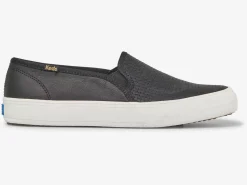 Hot Women's Double Decker Emboss Leather Slip On Sneaker Women Leather