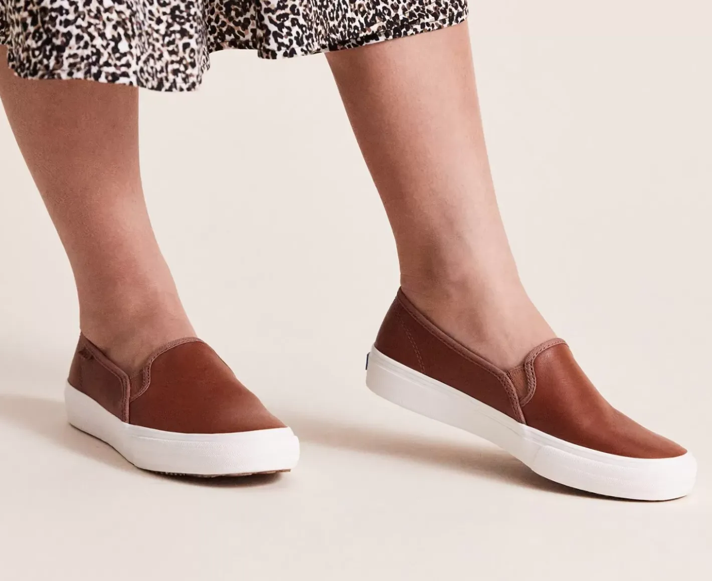Sale Women's Double Decker Leather Slip On Sneaker Women Leather