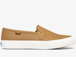 Online Women's Double Decker Leather Slip On Sneaker Women Leather