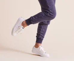 Clearance Women's Jump Kick Duo Leather Sneaker Women Platforms
