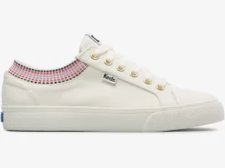 Clearance Women's Jump Kick Rib Knit Collar Squares Sneaker Women Lace Ups