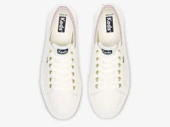 Clearance Women's Jump Kick Rib Knit Collar Squares Sneaker Women Lace Ups