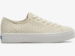 Online Women's Triple Kick Canvas Floral Print Sneaker Women Platforms