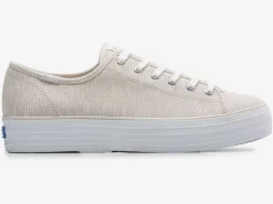 Women's Triple Kick Canvas Lines Print Sneaker Women Platforms
