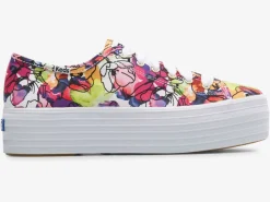 Online Women's Triple Up Watercolor Floral Sneaker Women Platforms